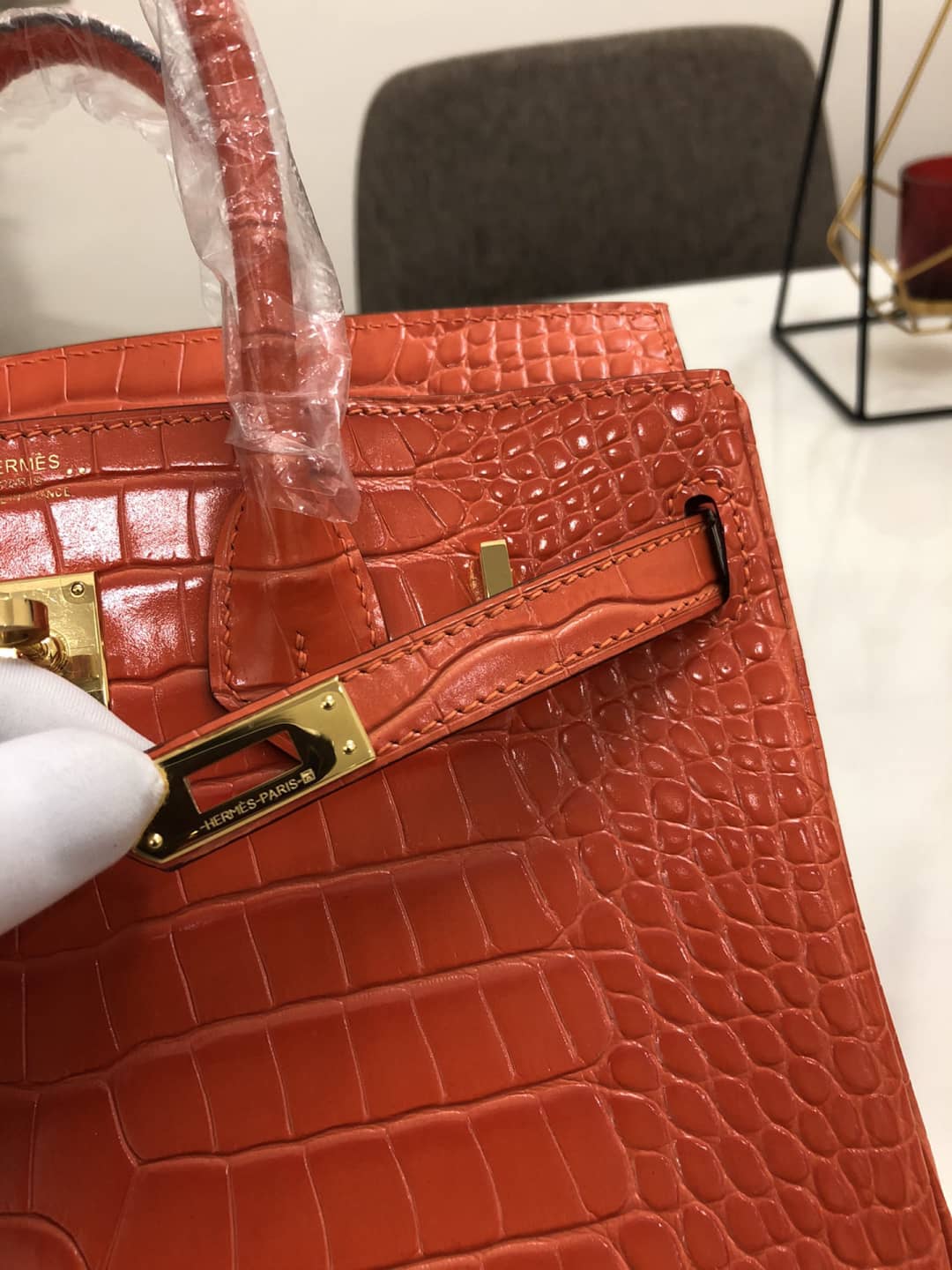 H**me5 Birkin 25CM Crocodile Shiny Replica Bag