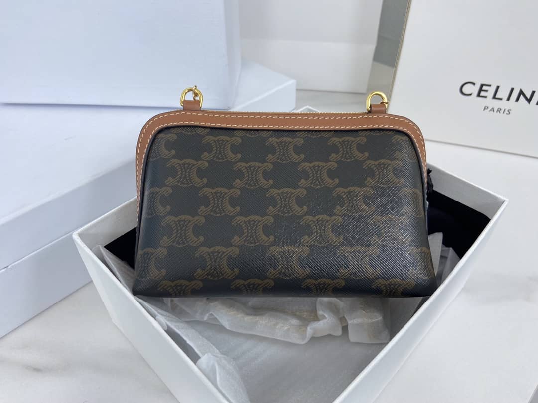 Ce1i*e Bag Dupe Triomphe Canvas Lambskin Chain Replica Clutch