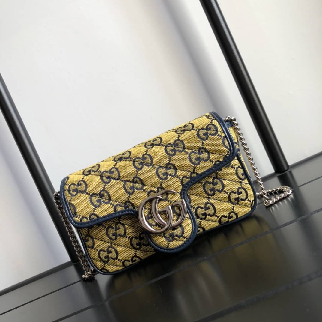Gvc*1 GG Marmont Matelasse Leather Mini Shoulder Bag Replica Yellow 476433