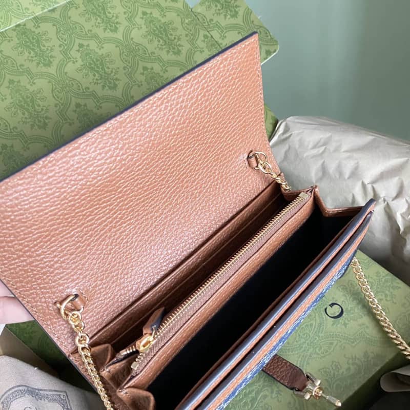 Gvc*1 Jackie 1961 Chain Wallet Organic GG Denim Raplica 652681
