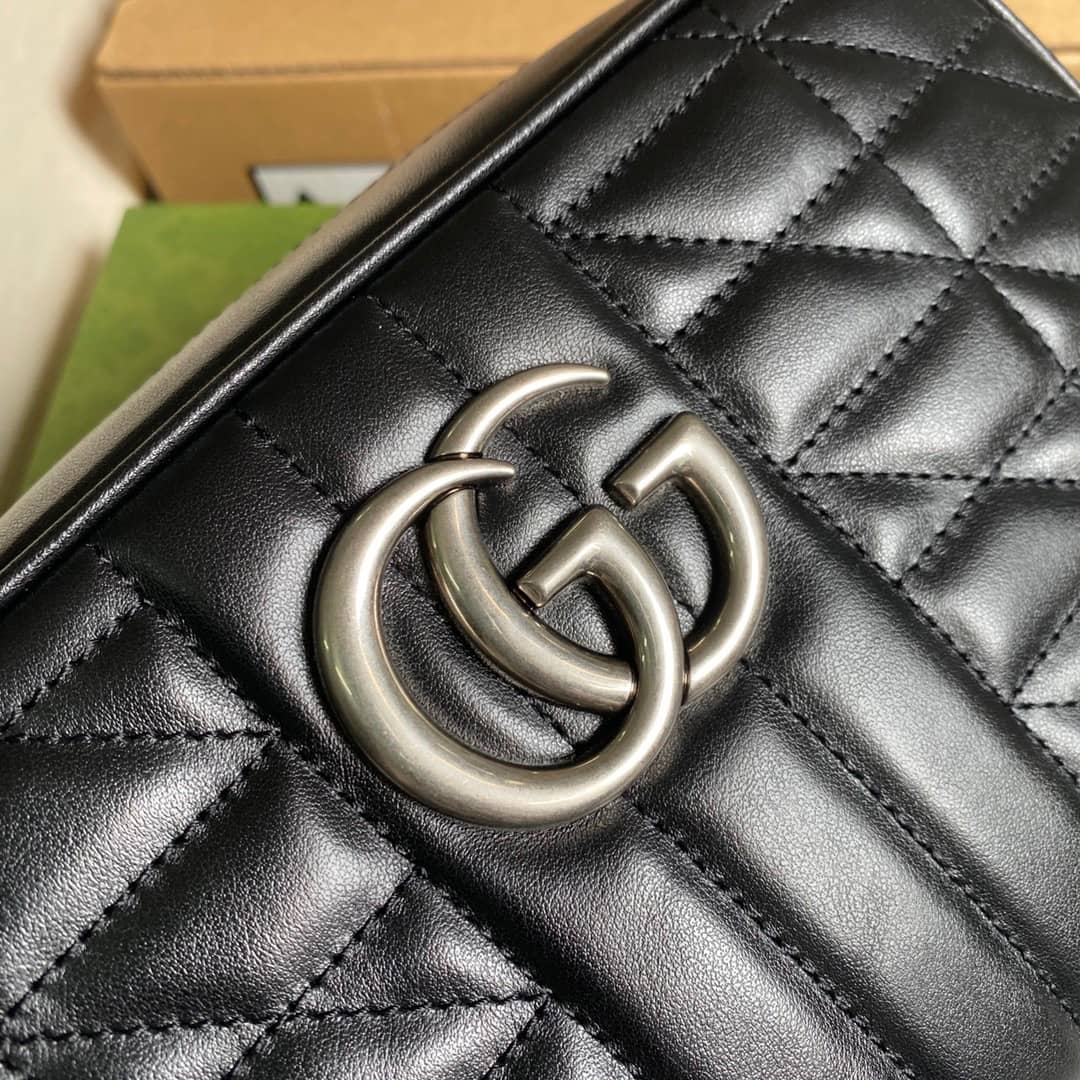 Gvc*1 GG Marmont Small Shoulder Handbag Camera Bag Replica Black 447632