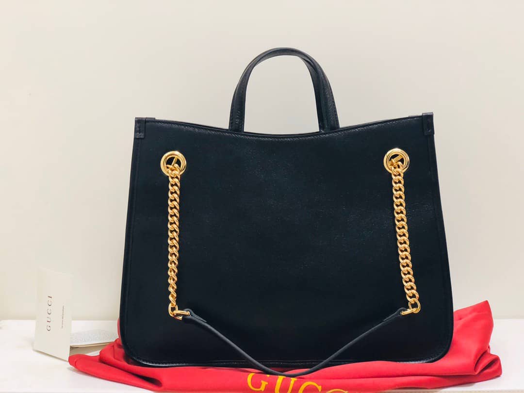 Gvc*1 Horsebit 1955 Leather Tote Replica Black Red 621144