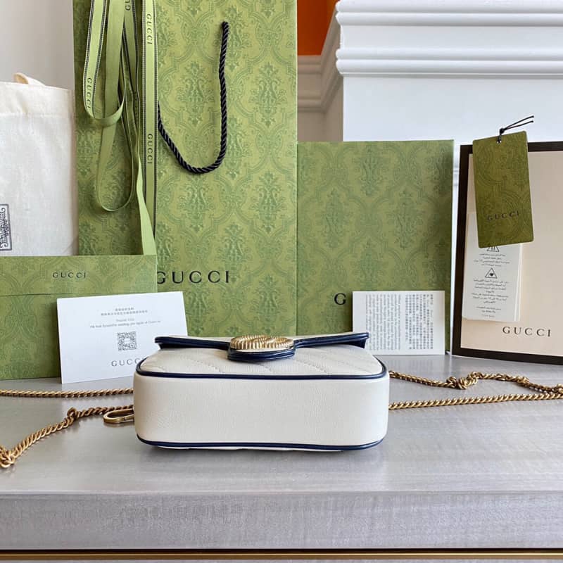 Gvc*1 GG Marmont Mini Matelasse Leather Shoulder Bag Replica White 574969