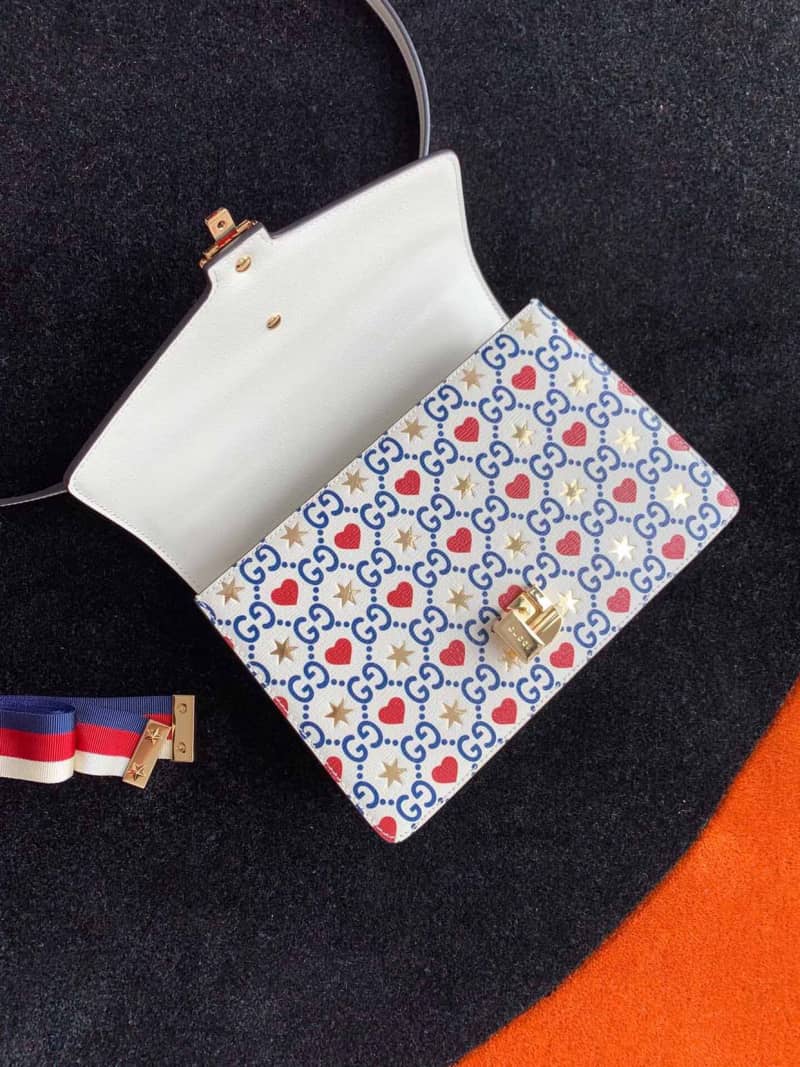 Gvc*1 Sylvie Small Leather Shoulder Bag Replica White Blue 524405