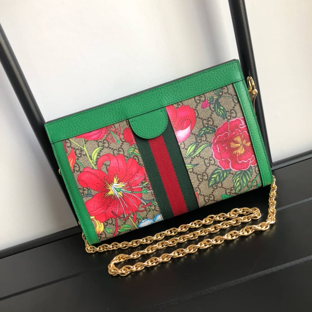 Gvc*1 Ophidia Flora GG Small Svp*me Canvas Shoulder Bag Replica Green 503877