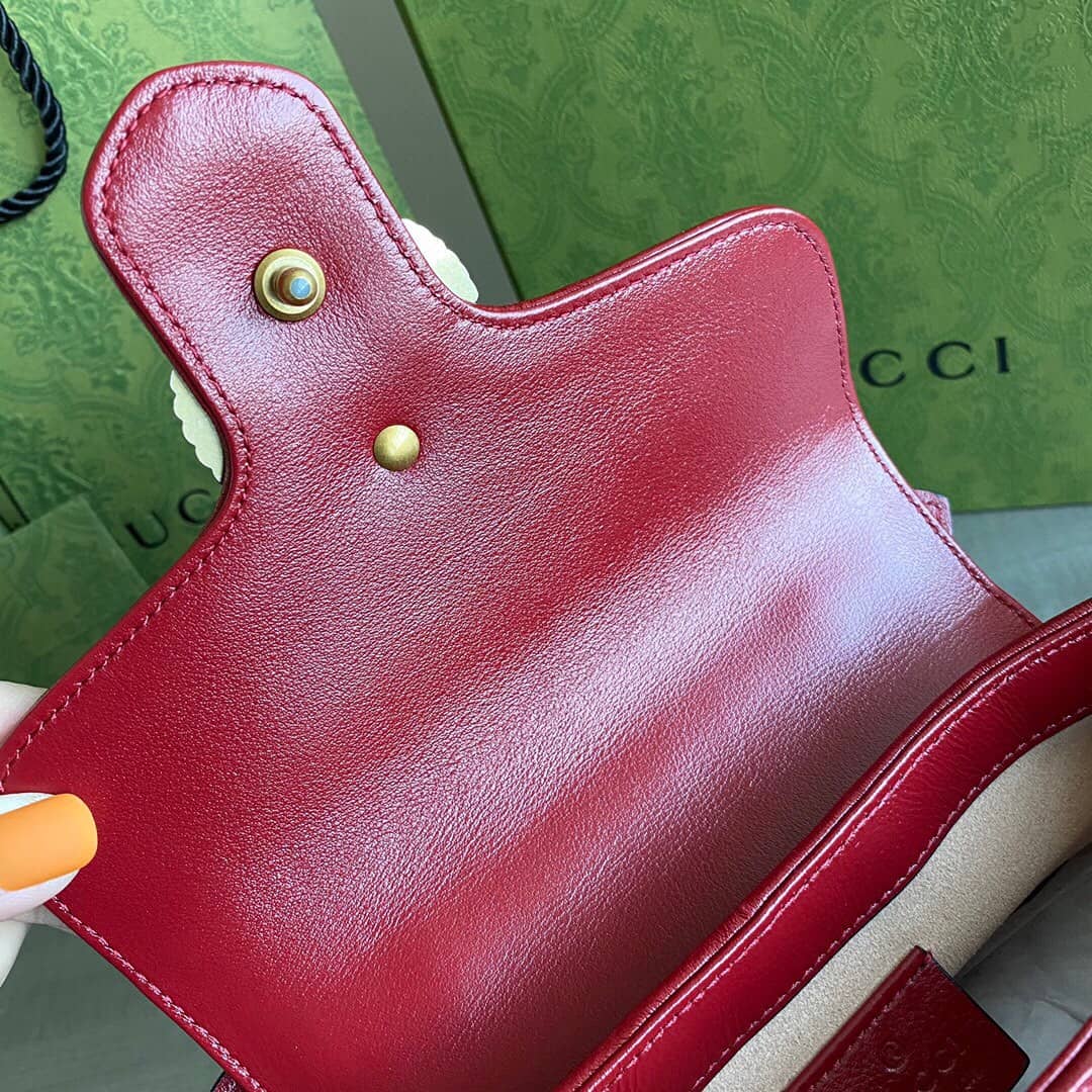 Gvc*1 GG Marmont Mini Top Handle Bag Replica Black Red 583571