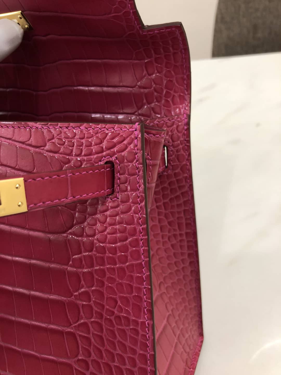 H**me5 Kelly Dupe 25CM Crocodile Shiny Replica Bag