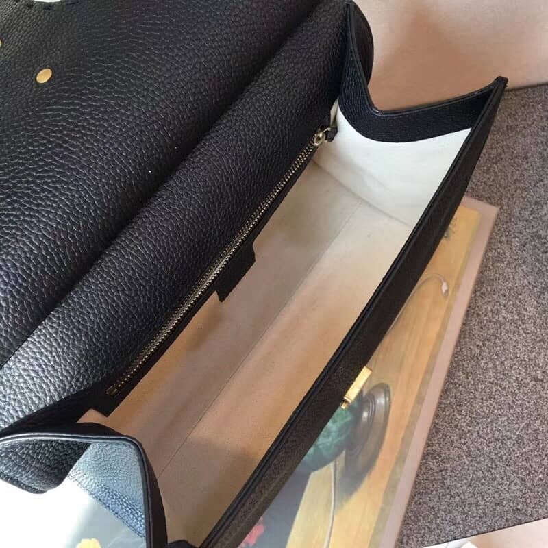Gvc*1 GG Marmont Leather Top Handle Replica Bag Black 421890