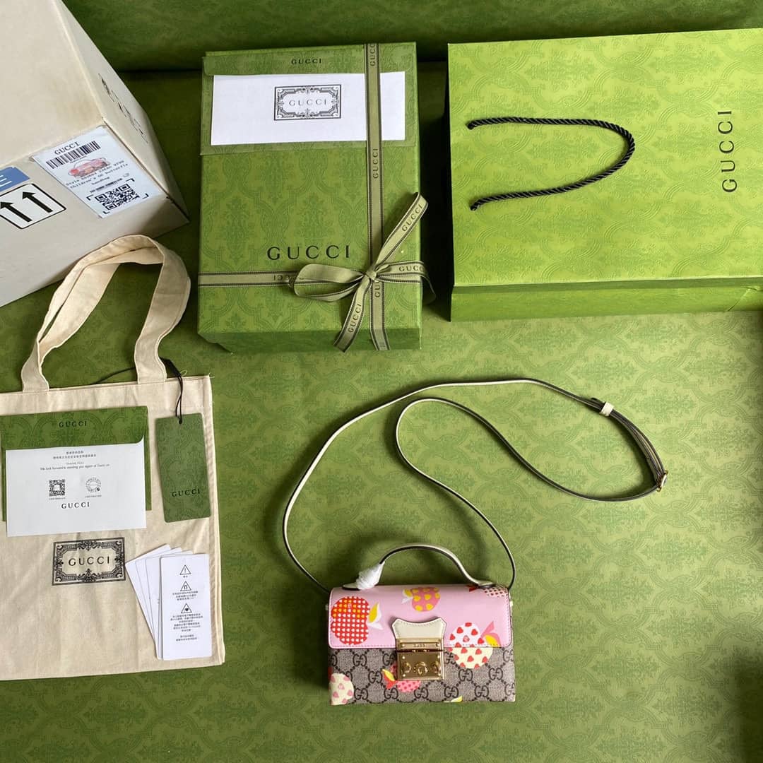 Gvc*1 GG Svp*me Canvas Padlock Mini Shoulder Bag Replica Pink 652683