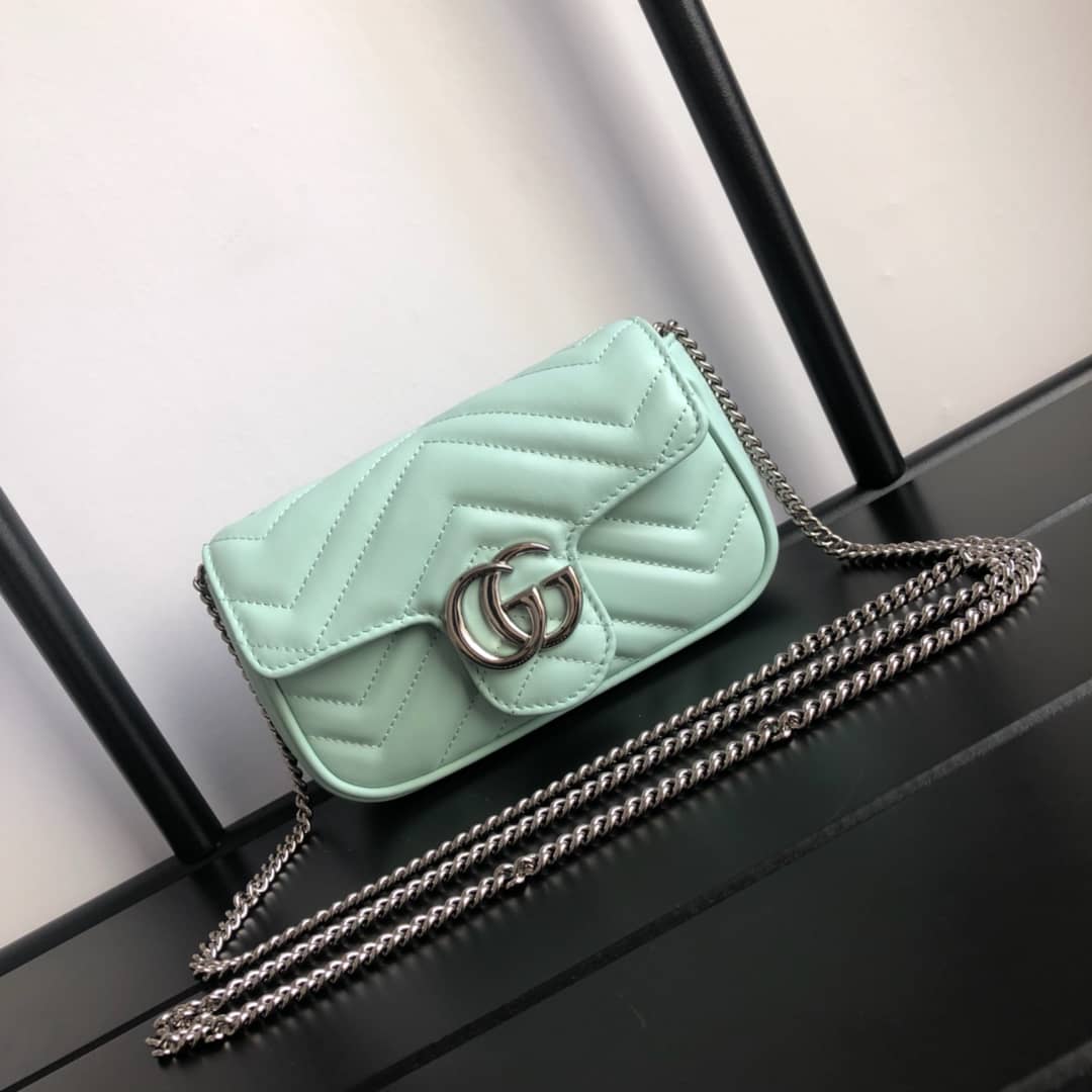 Gvc*1 GG Marmont Matelasse Leather Mini Shoulder Bag Replica Green 476433
