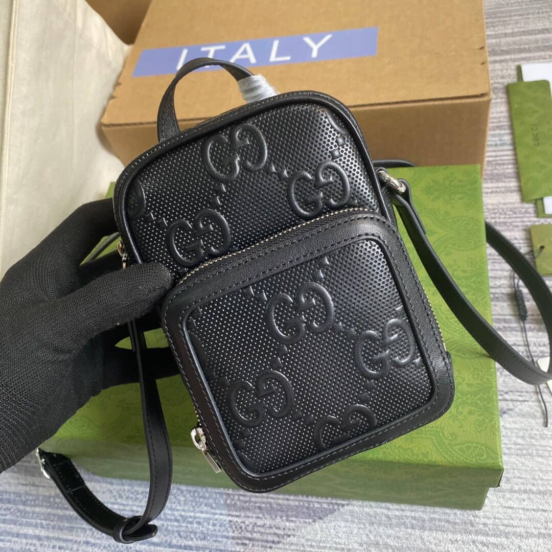Gvc*1 GG Embossed Mini Bag Replica Black 658553