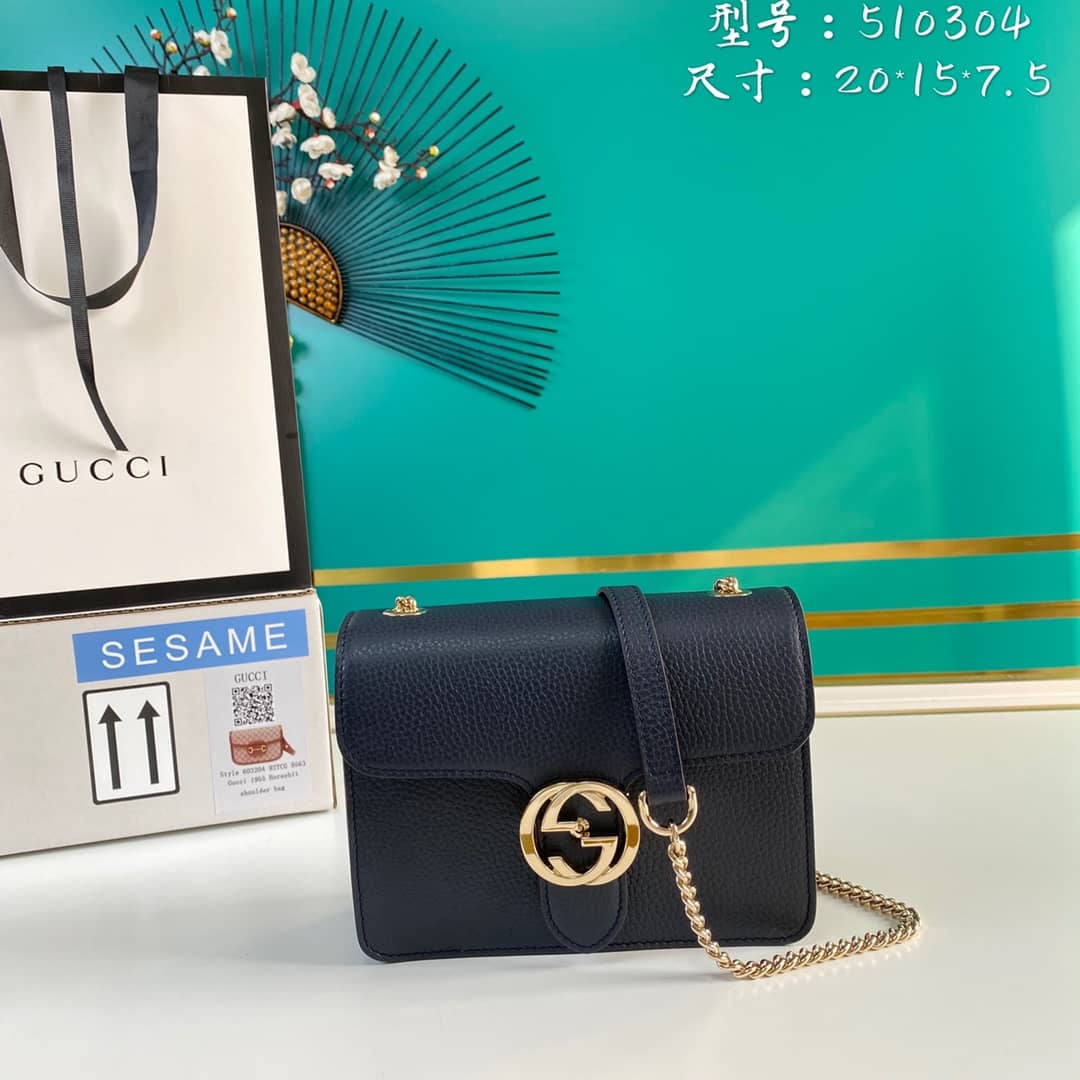 Gvc*1 Interlocking Leather Chain Crossbody Bag Replica 510304