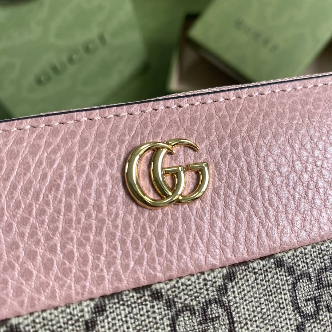 Gvc*1 GG Marmont Leather Zip Long Wallet Replica 456117