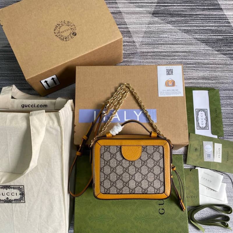 Gvc*1 GG Svp*me Ophidia Mini Camera Bag Replica Yellow 602576