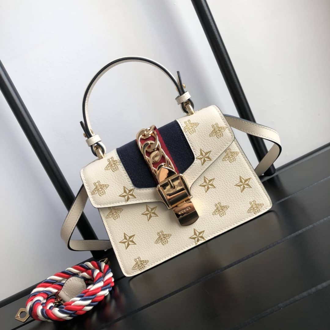 Gvc*1 GG Sylvie Mini Shoulder Bag Replica White 470270