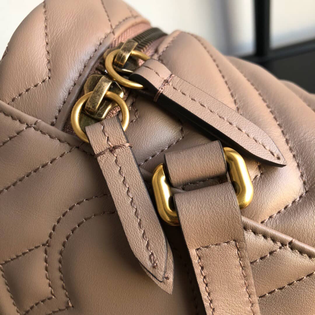 Gvc*1 GG Marmont Matelesse Mini Round Replica Backpack Brown 598594
