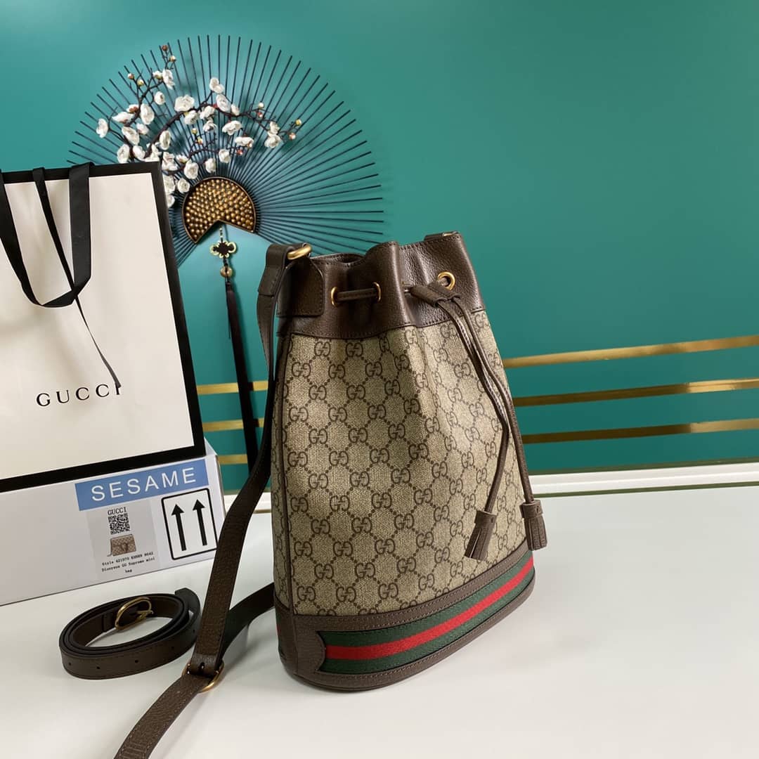 Gvc*1 Ophidia GG Svp*me Leather Bucket Bag Replica 540457