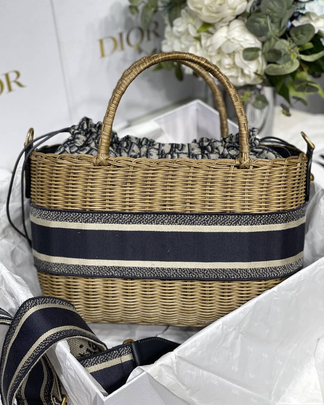D10r Dupe Bag Medium Lady Natural Wicker