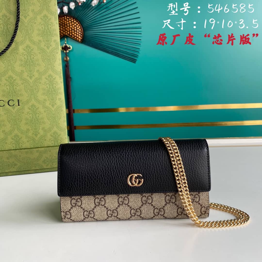 Gvc*1 GG Marmont Leather Chain Wallet Replica 546585