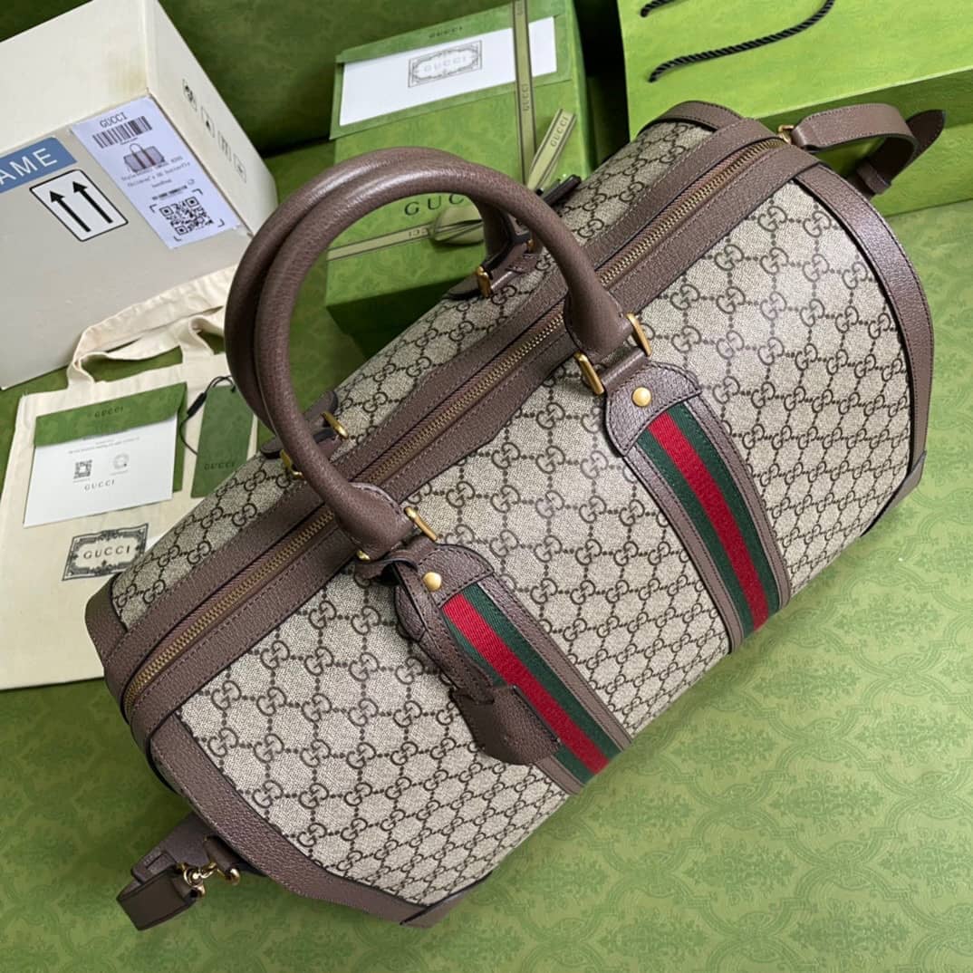 Gvc*1 GG With Web Leather Duffle Bag 645021 Replica