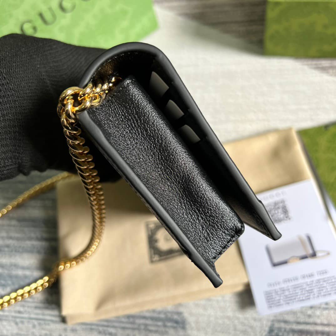 Gvc*1 GG Wallet With Chain Black White 676155 Replica