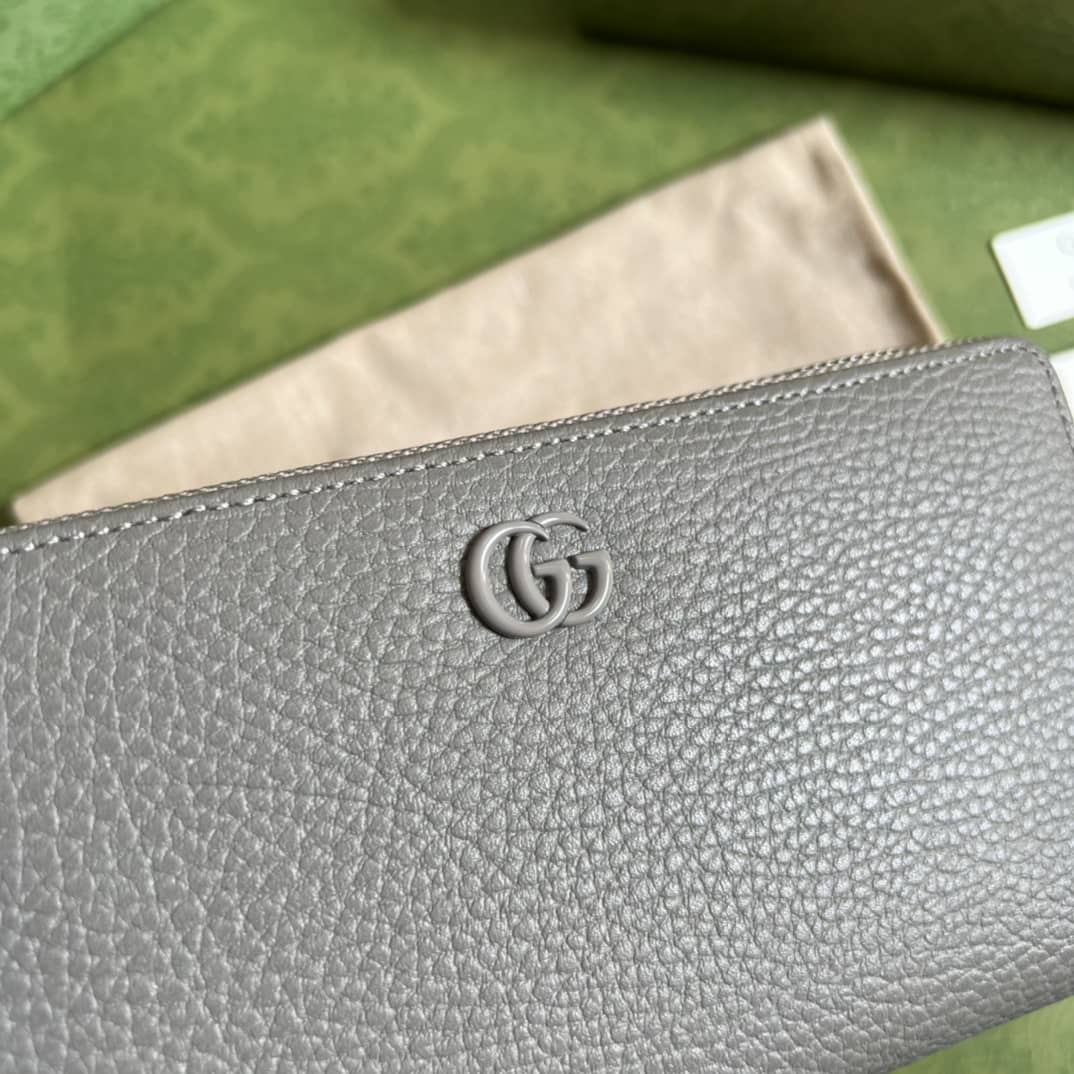 Gvc*1 GG Marmont Leather Zip Long Wallet Replica 456117