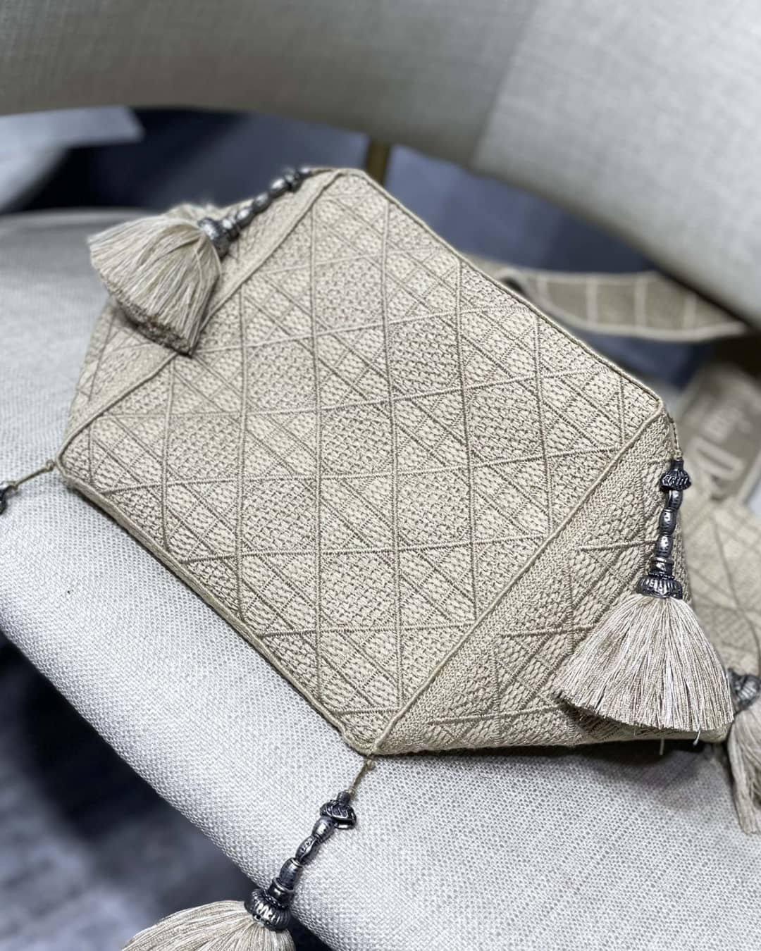 Chr1st1an D10r CD Bubble Embroidered Replica Bucket Bag