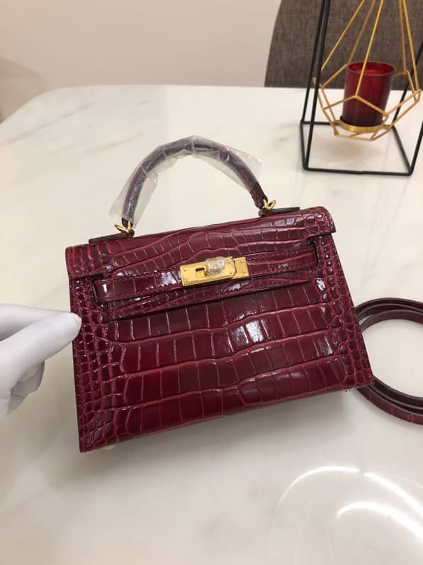H**me5 Kelly Mini 19CM Crocodile Shiny Replica Bag