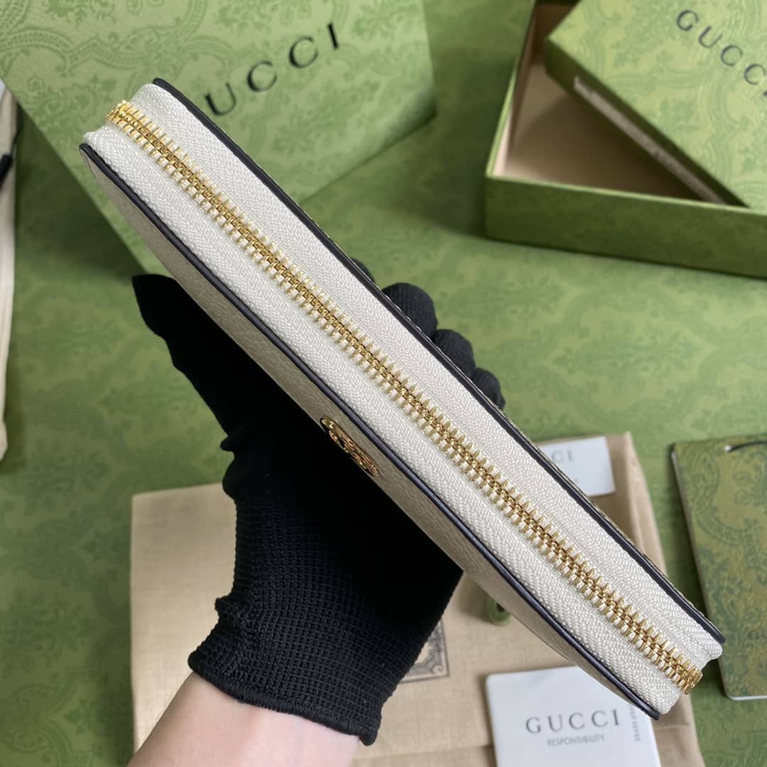 Gvc*1 GG Marmont Leather Zip Long Wallet Replica 456117