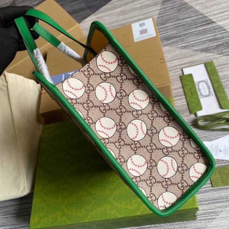 Gvc*1 GG Svp*me Kids Girl Tote Replica Green 605614