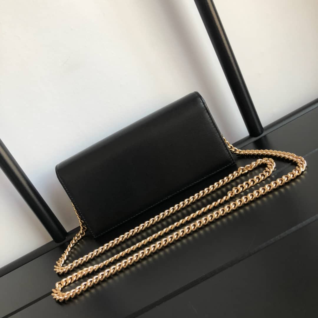 Gvc*1 GG Svp*me Horsebit 1955 Chain Wallet Replica Black 621892