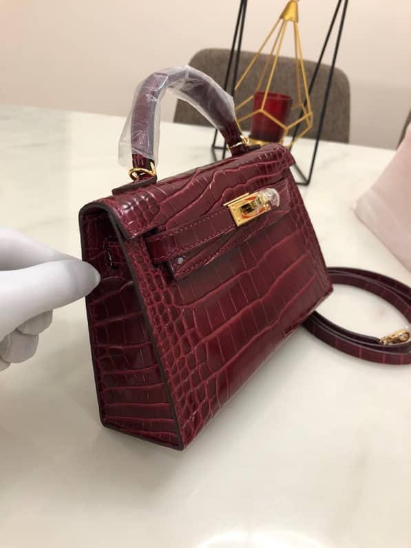 H**me5 Kelly Mini 19CM Crocodile Shiny Replica Bag