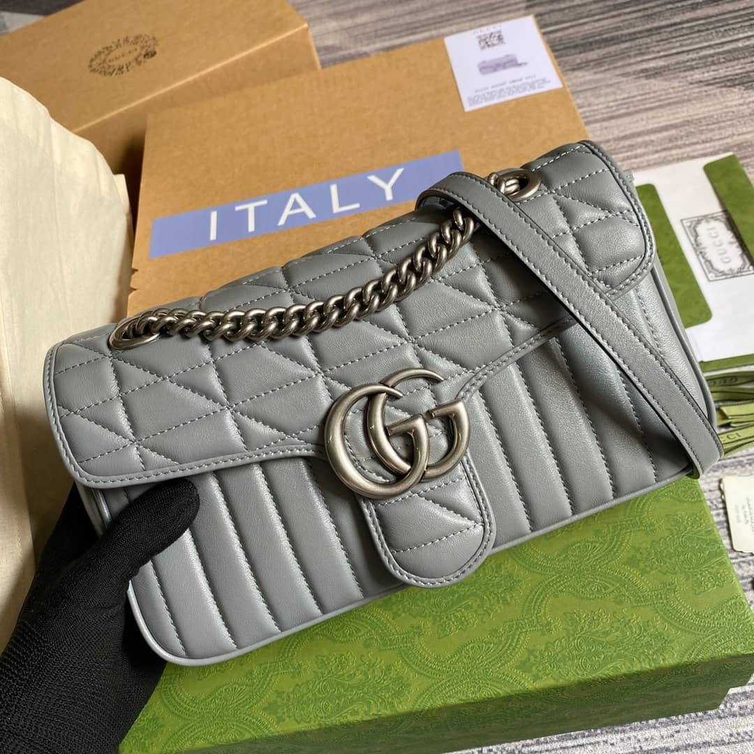 Gvc*1 GG Marmont Matelasse Shoulder Bag Replica Gray 443497
