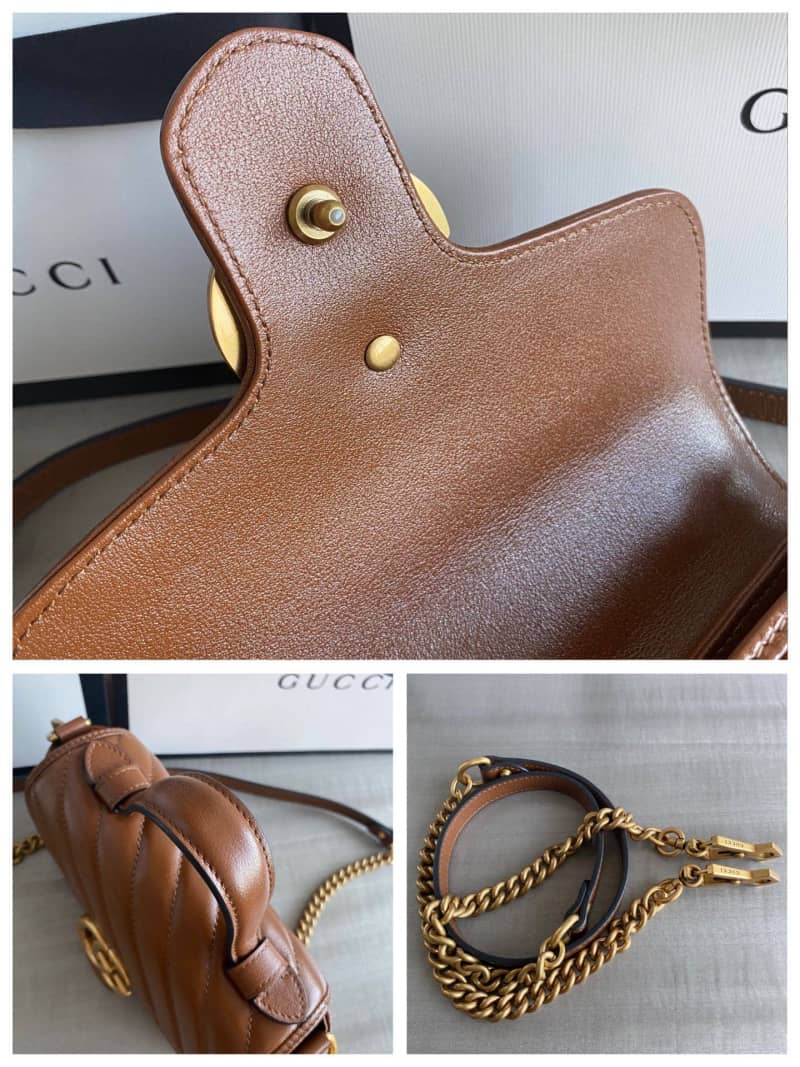 Gvc*1 GG Marmont Mini Top Handle Bag Replica Brown 583571