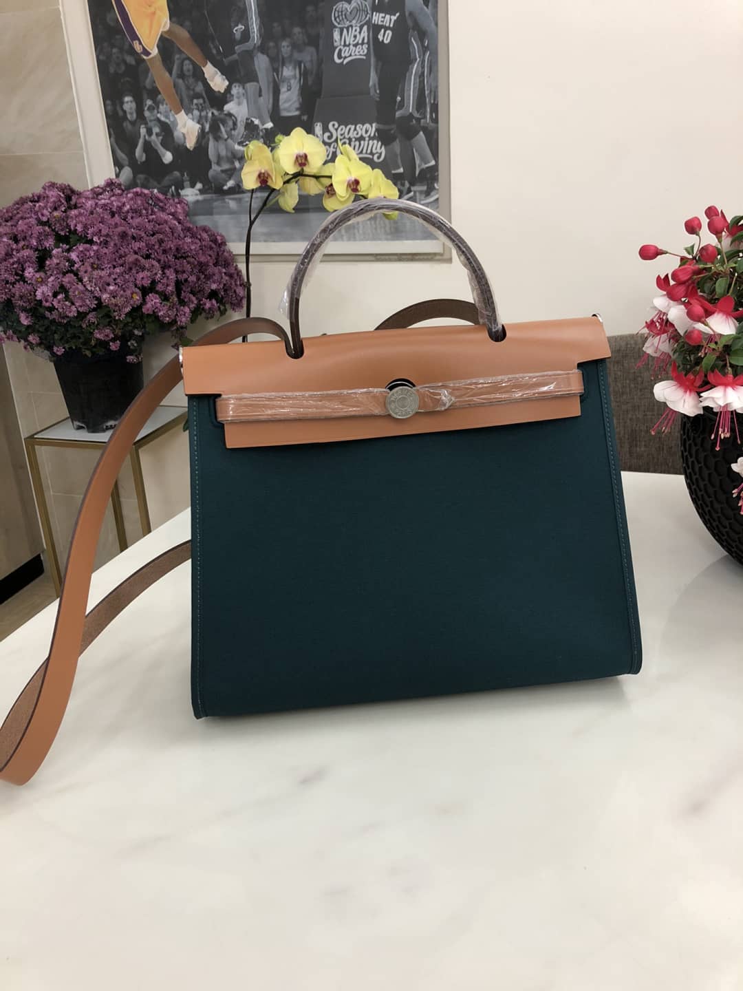 Replica H**me5 Birkin Bag 31 Canvas Leather HerBag