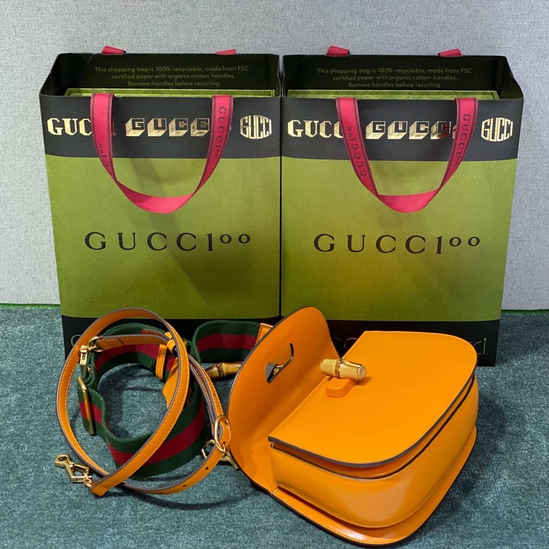 Gvc*1 Bamboo 1947 Small Top Handle Bag 675797 Orange Replica