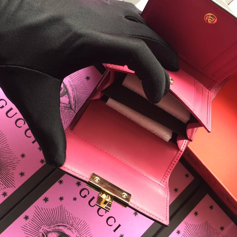 Gvc*1 Padlock Bee Star Print Calfskin Wallet Replica 453155