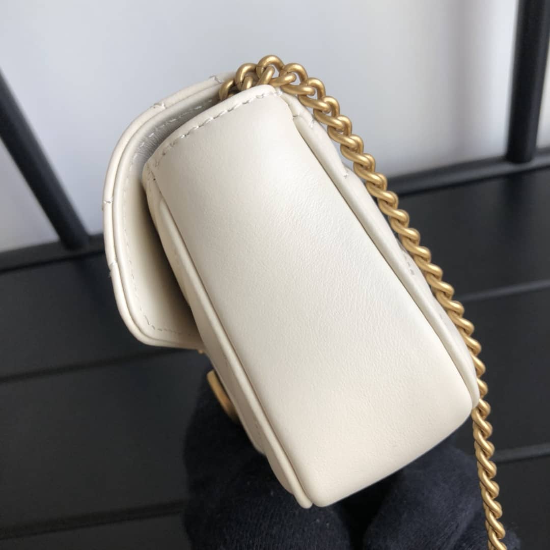 Gvc*1 GG Marmont Matelasse Leather Mini Shoulder Bag Replica White 476433