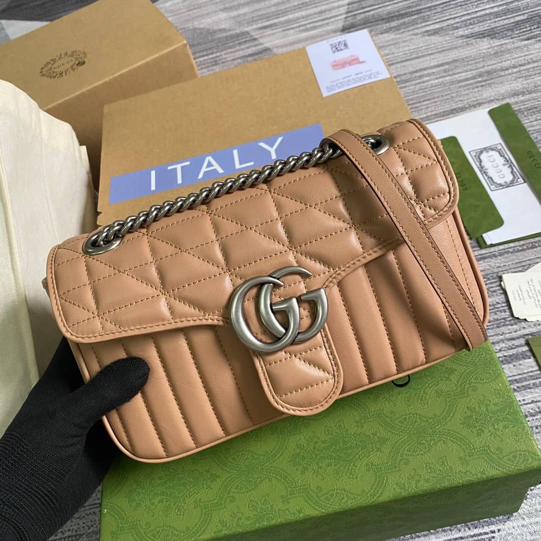 Gvc*1 GG Marmont Matelasse Shoulder Bag Replica Brown 443497