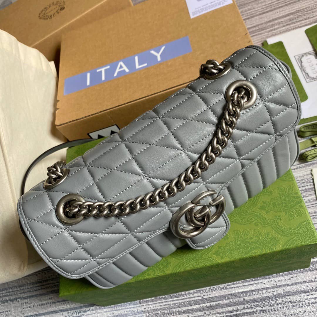 Gvc*1 GG Marmont Matelasse Shoulder Bag Replica Gray 443497