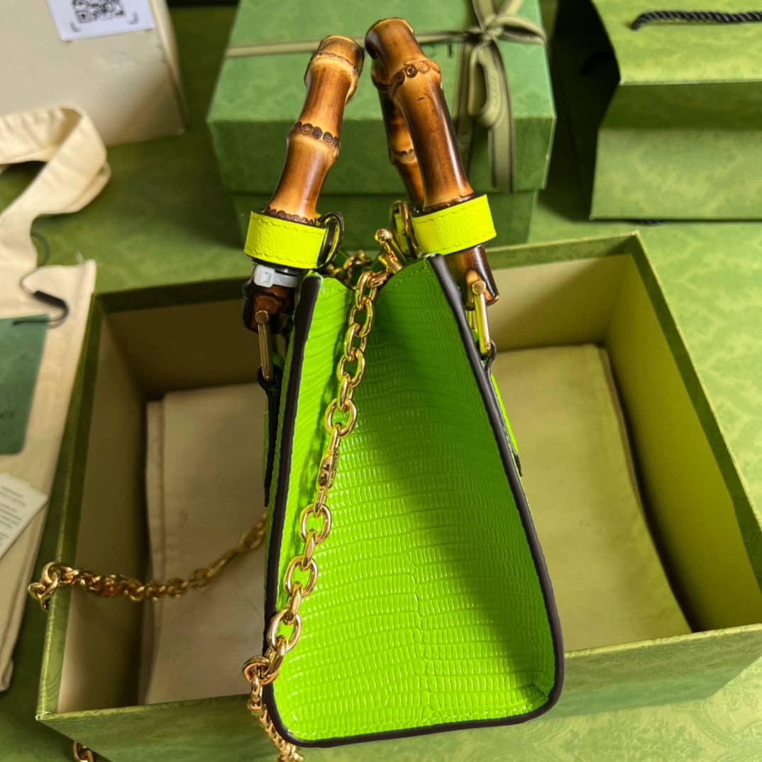 Gvc*1 Diana Lizard Mini Bag Green 675800 Replica Tote