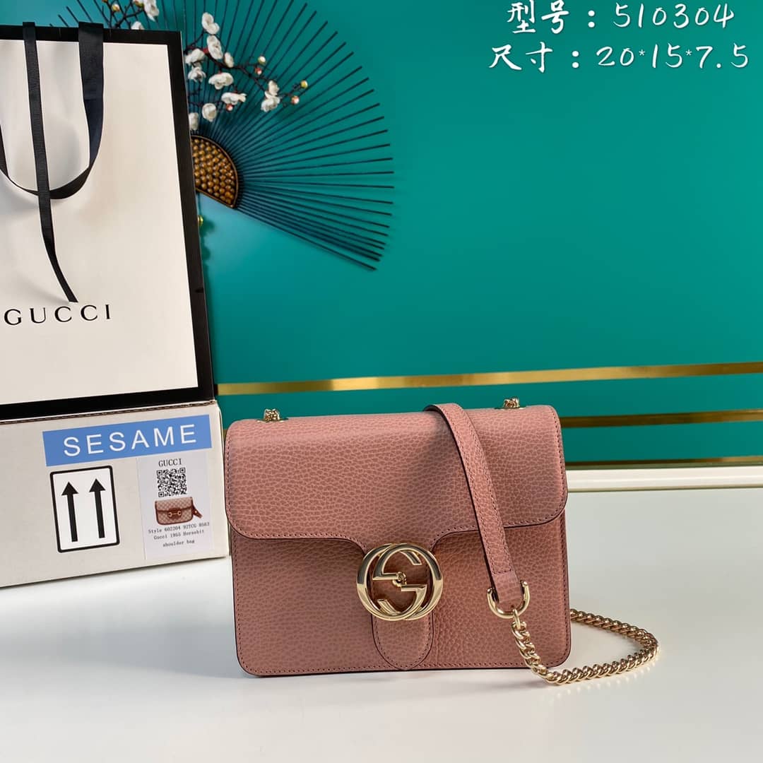 Gvc*1 Interlocking Leather Chain Crossbody Bag Replica 510304