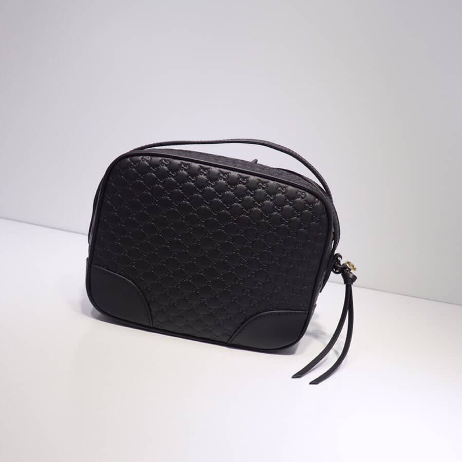 Gvc*1 Bree Gvc*1ssima GG Leather Canvas Camera Bag Replica Black 449413