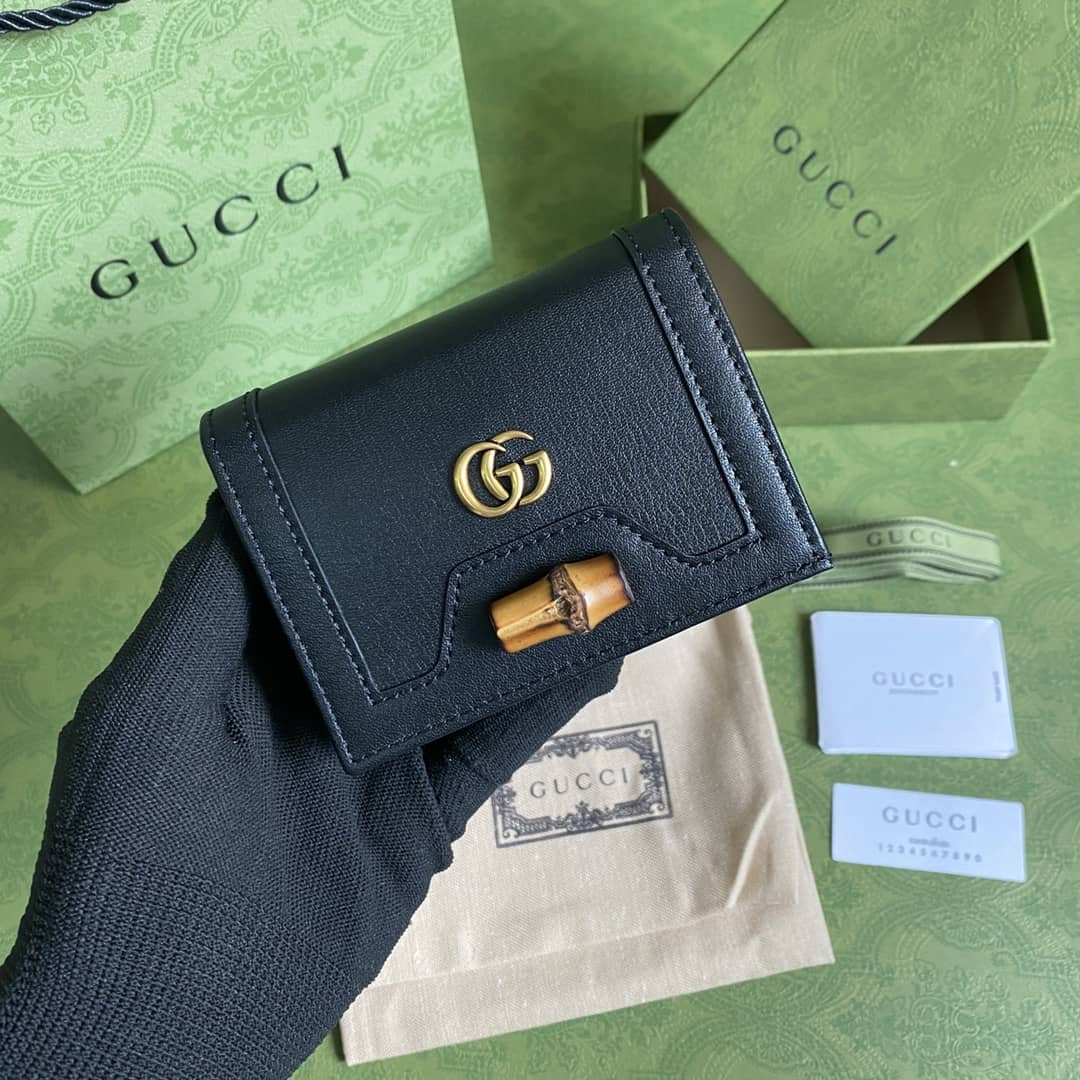 Gvc*1 Diana Leather Card Case Wallet Replica 658244
