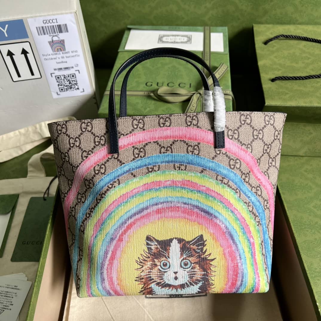 Gvc*1 Children GG Tote Cat Print 410812 Replica Bag