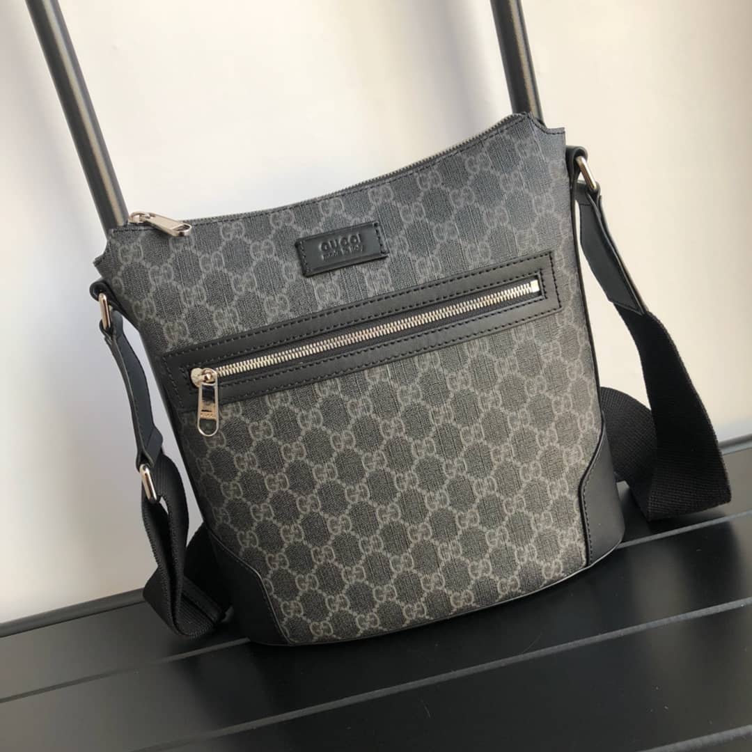 Gvc*1 Mens Svp*me Leather Double G Messenger Bag Replica Black 406388