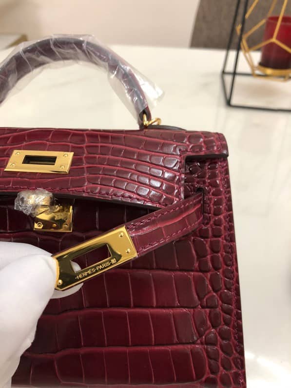 H**me5 Kelly Mini 19CM Crocodile Shiny Replica Bag