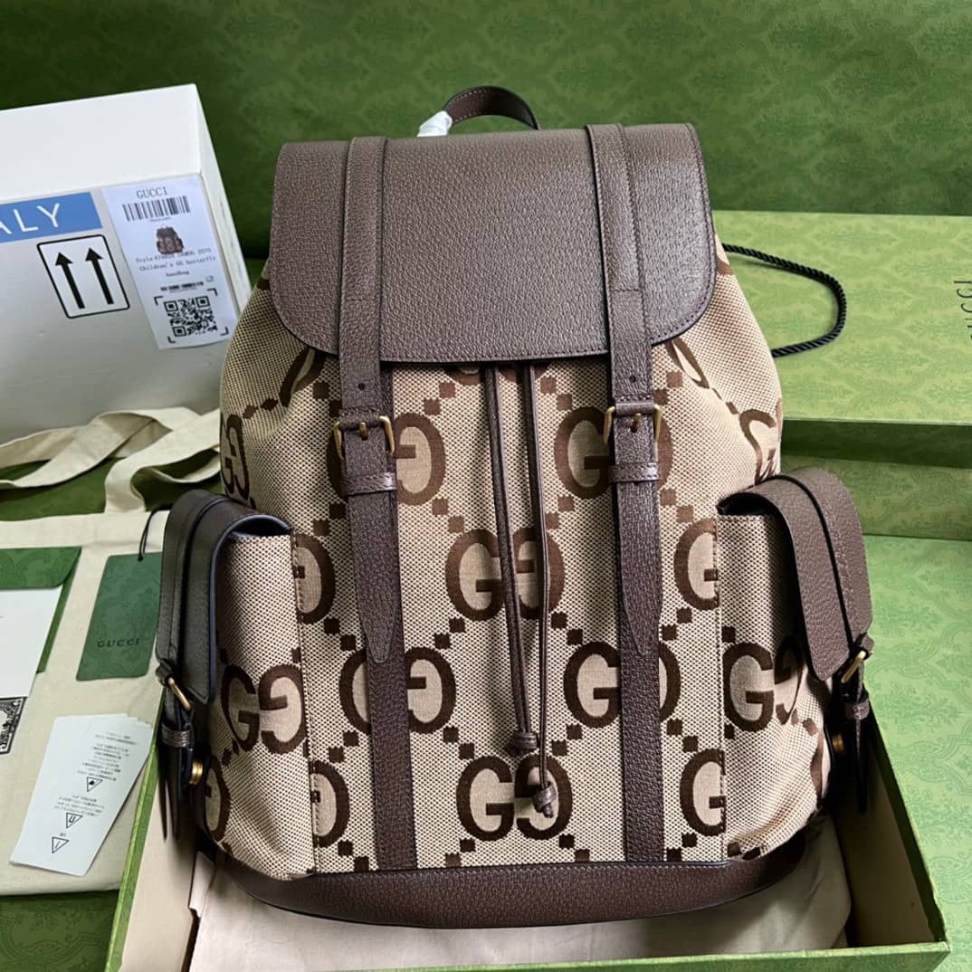 Gvc*1 Jumbo GG Canvas Leather Brown 678829 Replica Backpack