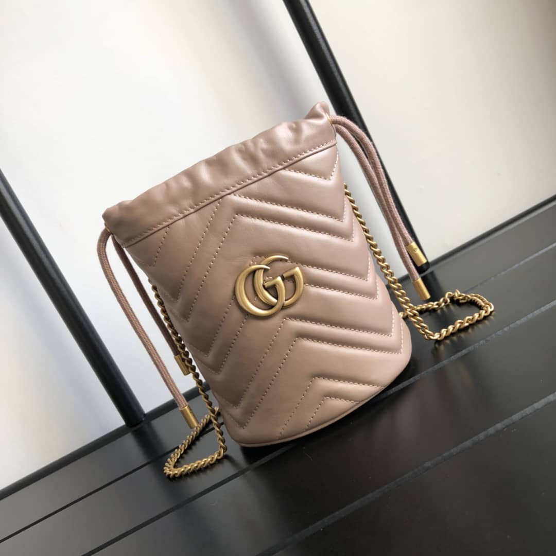 Gvc*1 GG Marmont Mini Bucket Crossbody Bag Replica Pink 575163