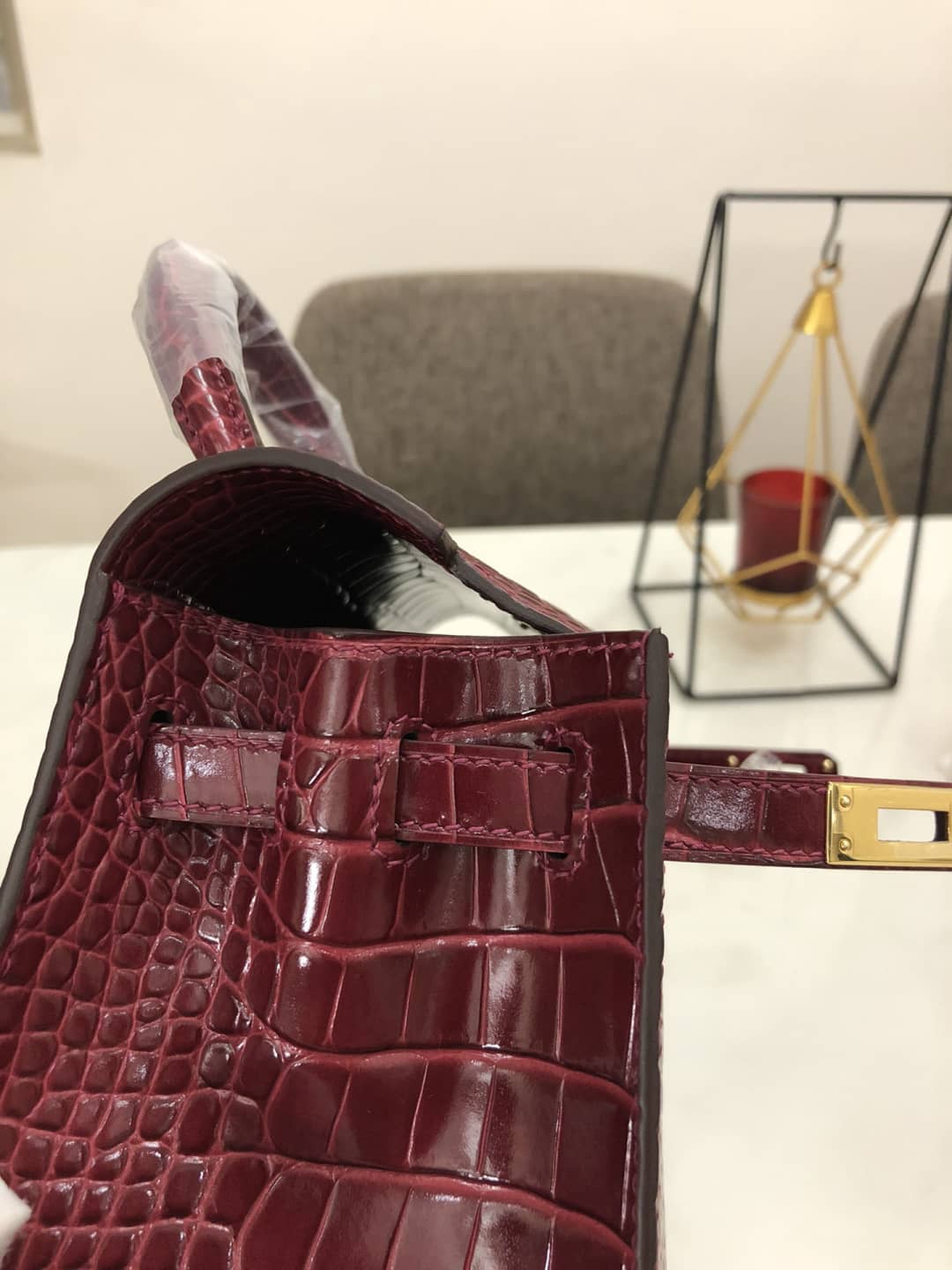 H**me5 Kelly Dupe 25CM Crocodile Shiny Replica Bag